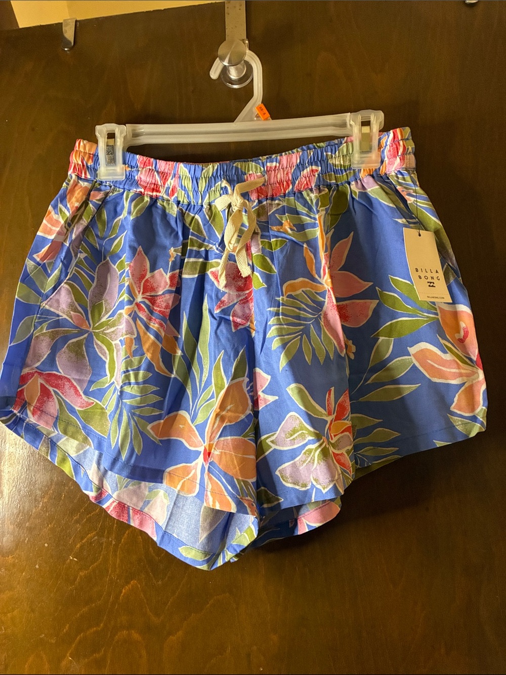 Billabong Women's Blue Tropical Floral Drawstring Shorts